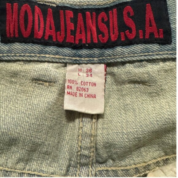 Moda Men's Baggy Blue Jeans Size 36X 34 - Picture 2 of 6